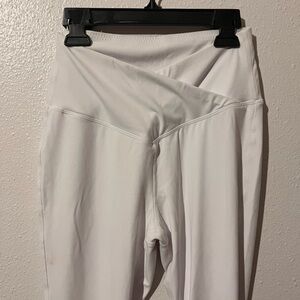 White High-Waisted Flare Leggings